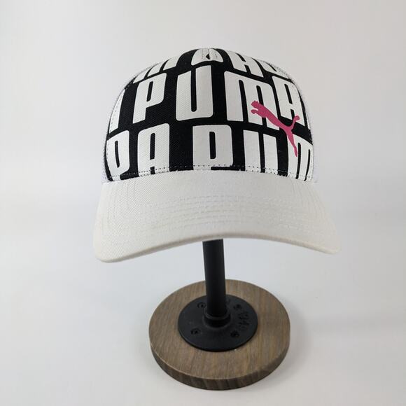 Puma Womens Hat One Size Snapback Mesh Trucker Black White Pink Baseball Cap - Picture 1 of 13